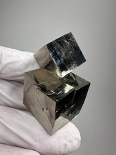 LARGE Rare Lusterous Entwined Interlocking Rectangle Pyrite Cube Cluster_Spain picture