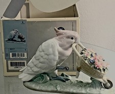 Lladró 6517 How Skillfull Cockatoo Bird pushing Wheelbarrow BOX Missing Flower picture