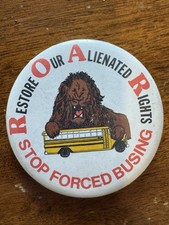 Vintage 1974 ROAR Button Stop Forced Busing Restore Our Alienated Rights Boston picture