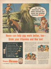 1943 Borden's Hemo Chocolate Milk Elsie Cow Elmer Pitching Hay Vintage Print Ad picture