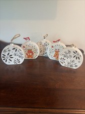 Temptations By Tara Ceramic Christmas Ceramic Ornaments 5”x5” Set Of 5 picture