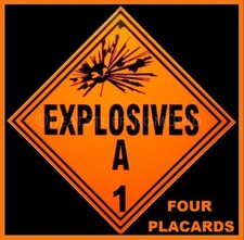 EXPLOSIVES PLACARDS: 4th OF JULY, FIREWORKS, MUNITIONS, DYNAMITE, FOUR PLACARDS picture