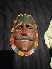 VINTAGE POLYCHROME GUATEMALAN CARNIVAL MASK WITH GLASS EYES picture