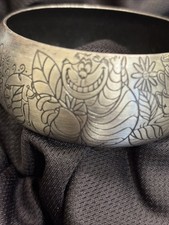 Disney Alice in Wonderland Silver tone Wide Bangle Cheshire Cat Bracelet Vintage picture