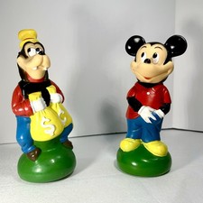 Vtg 1970’s Walt Disney Mickey Mouse & Goofy Plastic Coin Banks picture