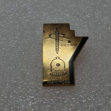 Gillam Manitoba Pinback Button Hydro Train Promo Lapel Pin picture