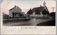 M. E. Church Atkinson Nebraska 1907 RPPC Postcard Moving to Oregon Message picture