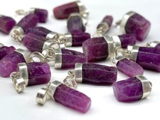 Natural Ruby Crystal Pendants With 925 Silver Cap , 10 Pieces Lot @ Minerals picture
