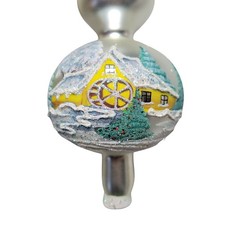 Vitbis Polish Glass Christmas Tree Topper Hand Painted Winter Watermill Scene picture
