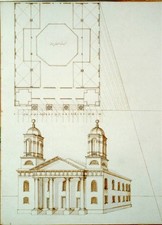 Boston Massachusetts Hollis Street Church Plan and Perspective 1803-1827 picture