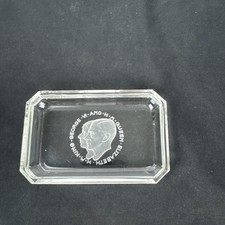 Vtg. British Royal  Glass Dish/Ashtray King George VI and Queen Elizabeth picture