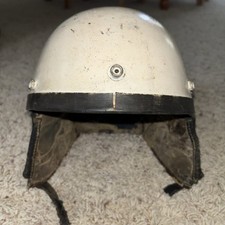 VINTAGE HARLEY DAVIDSON MOTORCYCLE HALF HELMET SHELL WHITE BUCO LEATHER GENUINE picture