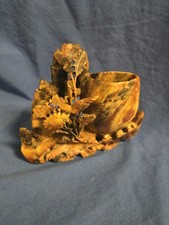 1933 Chicago World's Fair Souvenir Carved Stone Floral Bird Cup Vase 6C picture