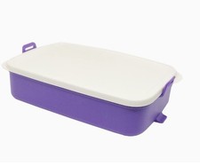 TUPPERWARE STACKABLE LUNCH CONTAINER CLICK TO GO NO HANDLE PURPLE picture