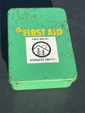 Vintage Norwest Safety First Aid Kit Green Metal Box Hart Supplies Swift Medical picture