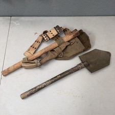 WWII Ames 1943 Entrenching Tool Canvas Cover Shovel US Army Folding Set W/ Axe picture