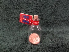 Vintage 1973 S Lincoln Penny in a Mini Glass Bottle Cork Stopper Uncirculated picture