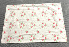 Canon Pillowcase Vtg Red Pink Roses 20 X 29 Cottage Core French Country Cotton picture