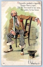 1909 FITZNOODLE SMOKED a CIGARETTE ASHES wen to HIS BRIAN TOP HAT POSTCARD picture