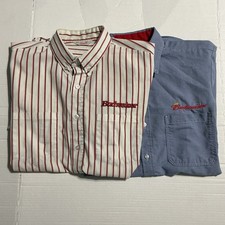 Lot Of 2 Vintage Mens Budweiser Work Shirts 16 Made In USA Breweriana picture