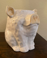 Home Essentials Farmyard Collection White Ceramic Pig Planter Utensil Holder.. picture
