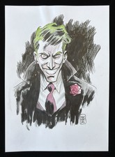 Brian Hurtt Original Art Sketch The Joker Artist from The Sixth Gun 12” X 8 1/2” picture