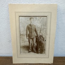 Antique 1800s Civil War Era Military Soldier Rifle Bayonet Cabinet Photo Militia picture