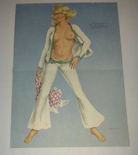 🔥 VINTAGE JULY 1971 ALBERTO VARGAS AIRBRUSH PINUP POSTER - DOUBLE-SIDED... picture