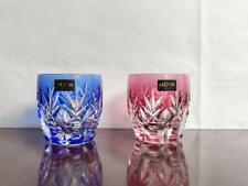 Sake Cup Edo Kiriko Hoya Crystal Glass Pair  With Box Showa Retro picture