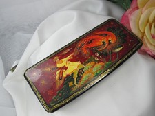 Signed Vintage Russian Lacquer-Art Jewelry Box from ca. 1970s, Russian Kholui picture