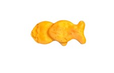 In A Straight Line Double Goldfish Snack  With Creepy Face picture