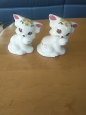 Vintage Sugar Puss Cat Shakers Pair - Yellow Flower; California Pottery kitsch picture