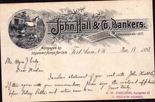Vintage Letterhead 1898- John Hall & Co., Bankers Horse Cow picture