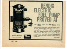 1959 Bendix Elmira Vintage Print Ad Electric Fuel Pump Proved 150 Above 65 Below picture