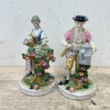 1700s Rococo Style PORCELAIN Figures MAN & WOMAN JAPAN Flower Garden Couple picture