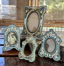 Antique Micro Mosaic Flowers Italian Picture Frame lot of 4 Matching picture