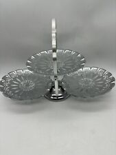 Vintage Queen Anne 3 Tiered Foldable Pastry Server Tray Silver Tea Party Display picture