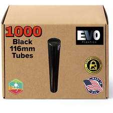 116mm Black Pre Roll Tubes  Pop Top - King Size - Plastic Storage - 1000 count picture