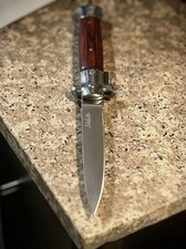 Classic Italian-Stiletto, Wood, Switch/Thumb Assist Blade, EDC Survival Tool picture