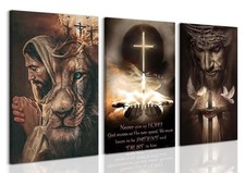 TBKHUDBI Jesus Wall Art Christian Catholic Canvas Prints Religious Cross Bibl... picture