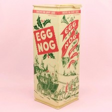 Vintage Waxed Egg Nog Carton 40s Great Graphics Holiday New Year Xmas 1 QT picture