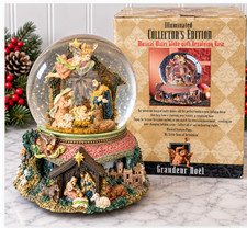 Grandeur Noel Nativity Musical Snow Globe Rotates Music Works No Light w/ Box picture