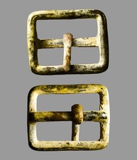 Ancient Roman Bronze Rectangular Belt Buckle 33mm Complete Pin c. 100-300 AD COA picture