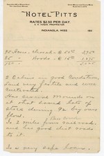1911 Hotel Pitts Indianola MS Letterhead Mississippi Delta Land Loan History picture