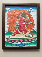 Red Mahakala Wrathful Protector Thangka Hand Painted Nepal Tibetan Buddhist picture
