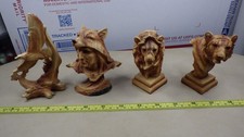Vintage Resin Wood-Appearance Animals Indian Eagle Lion Bear Varying Condition picture