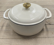 NIB Lodge Enameled Cast Iron Round Casserole In Biscotti 4.5qt picture
