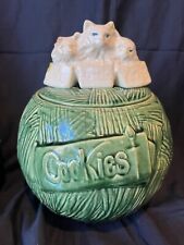 Vintage McCoy Pottery Three Little Kittens Cookies Jar Green Ball of Yarn 1950s picture
