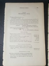 1873 paper report PHILADELPHIA LOCAL TELEGRAPH COMPANY  Henry Bentley President picture