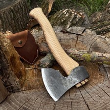 Wood Carving Axe Hand Forged Carving Hatchet 52100 Carbon Steel Leather Sheath picture